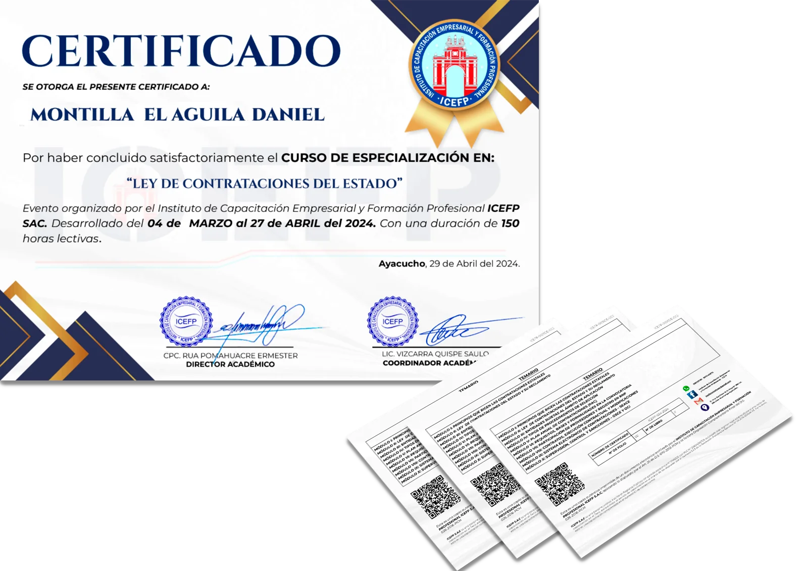 Certificado ICEFP con QR